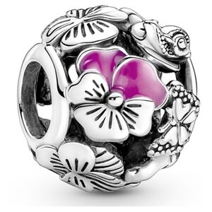 Floral Silver and Pink Charm